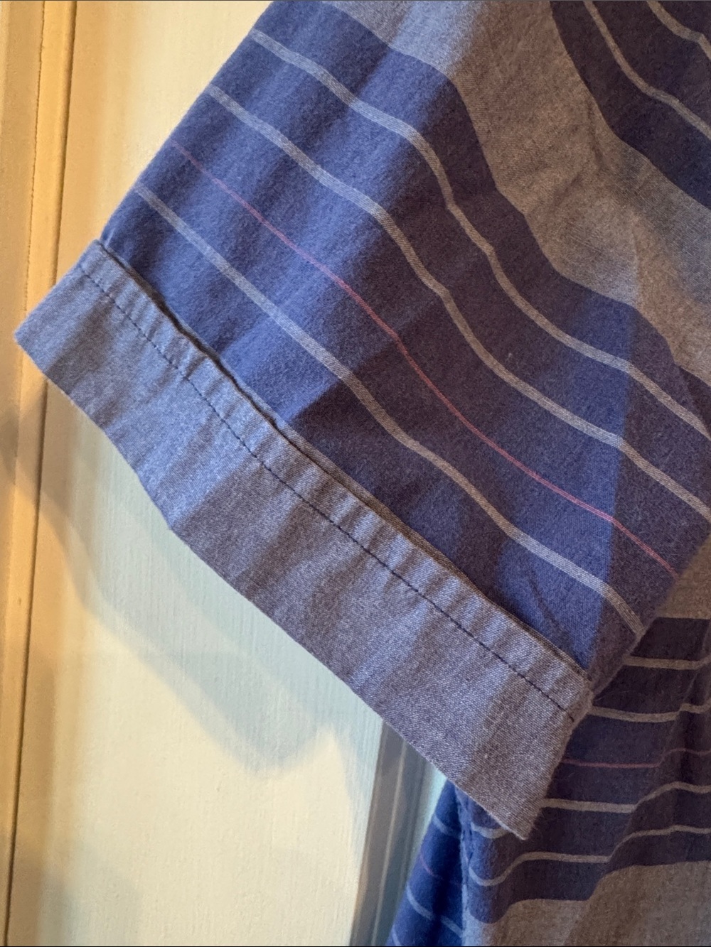 Original Penguin Heritage Slim Fit Blue Striped Short Sleeve Button-Down Shirt - Picture 6 of 9
